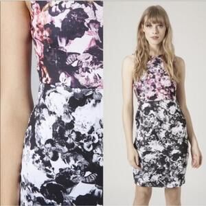 Topshop Floral Bodycon Mini Dress Coquette / Indie Sleek Petite size 0P